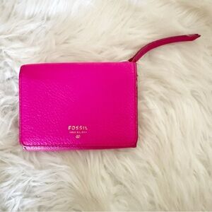 Fossil Fuchsia Leather Wallet Small